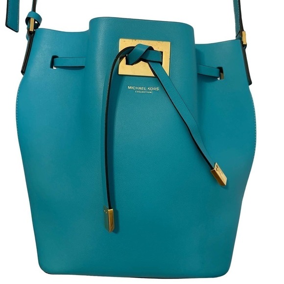 Michael Kors COLLECTION Turquoise Teal Bucket Bag - Picture 1 of 10